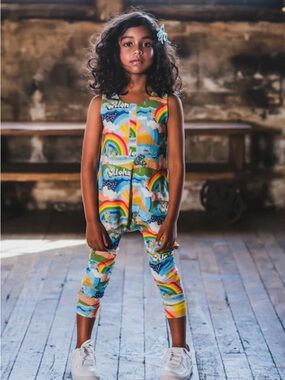 NWT Rock Your Baby Aloha Rainbow Jumpsuit Size: 4T| Hawaiian, Vacay, Summer